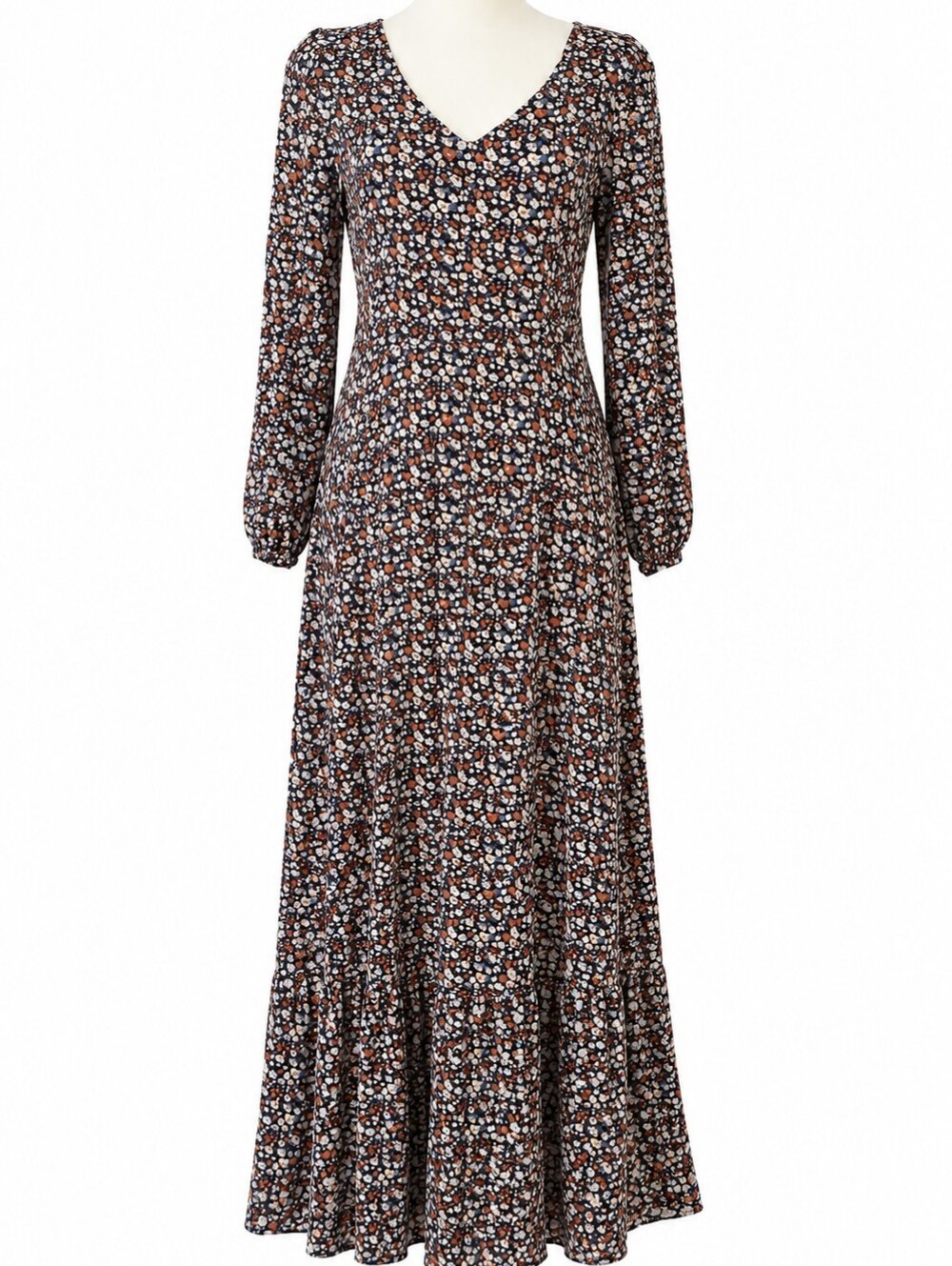 Hayden Floral Prairie Maxi Dress Medium Boho Cottagecore 100% Rayon Long Sleeve